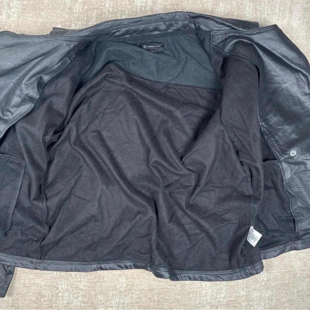 INC International Concepts Jacket Mens XL Black Leather Moto Bomber DV